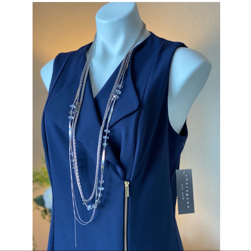 Sharagano Zipper Front Sleeveless Midi Dress 12 NWT - Picture 3 of 4